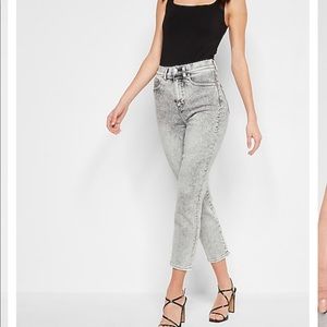 Express gray super high waisted mom jeans